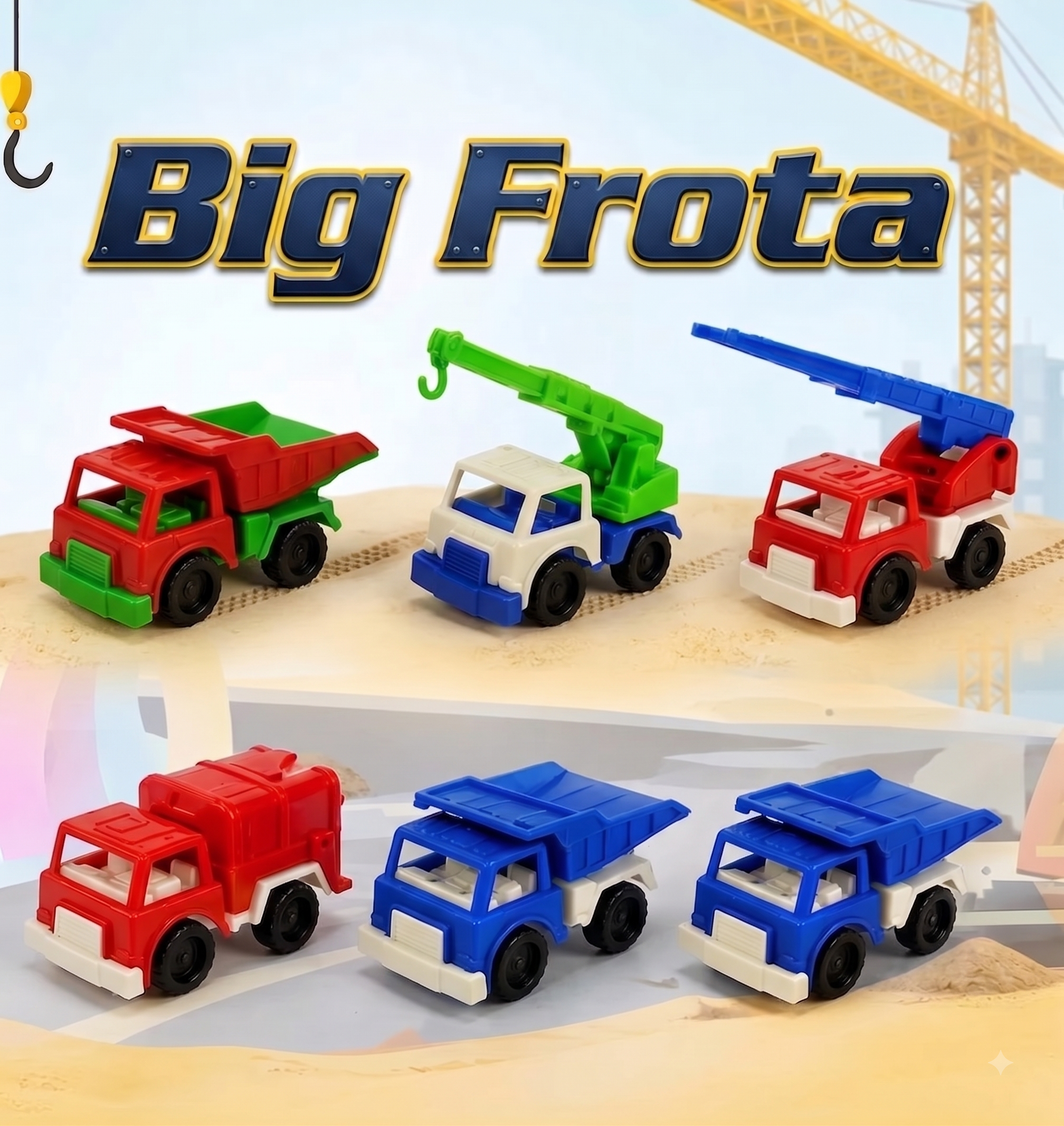 Kit C/ 8 Caminhões Maquinas Divertidos Big Frota